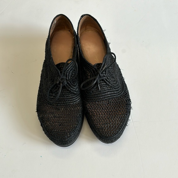Robert Clergerie Vicole Woven Raffia platform Oxford shoes - Picture 1 of 4